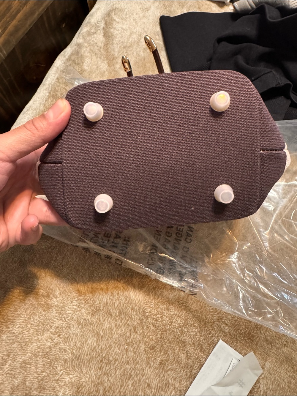 Upcycled from Hermes dust bag. Mini crossbody bag. - Picture 3 of 4